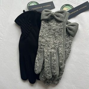 Two pairs Adrienne Vittadini driving gloves. Black and grey